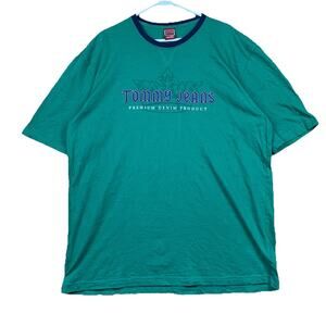 Tommy Jeans Hilfiger Red Label T-Shirt Men’s XL Green Made in Canada VTG Y2K